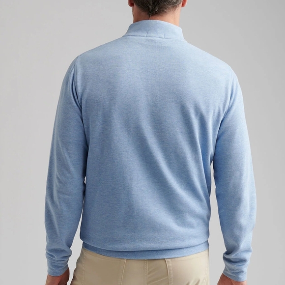 Men's Light Blue Quarter-Zip Sweater - Picture 3 of 15